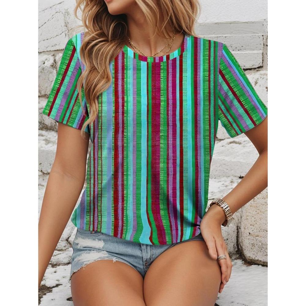 Summer Women's T-shirt Short Sleeved Fashionable Round Neck Women's T-shirt
