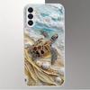 Fashion Turtle Metal Paint Glass Phone Case Suitable for Samsung Galaxy S26 S25 S24 S23 S22 S21 S20 FE/Ultra/Plus Anti Drop