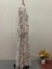 2024 Autumn European & American Gentle Lace-up Waist Slimming Floral Maxi Dress