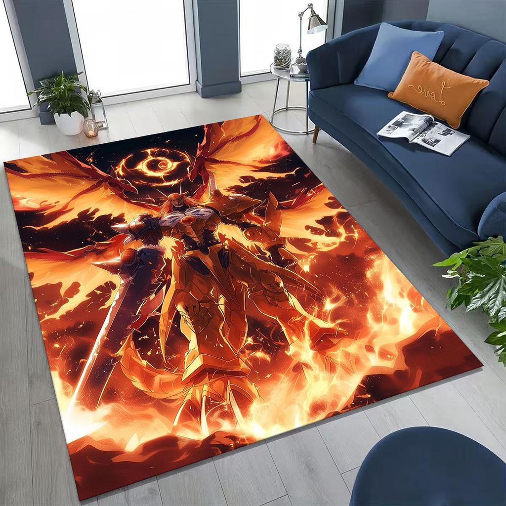 Retro Digimon Adventure Angewomon Agumon Cartoon Rug for Bedroom Living Room Sofa Home Doormat Decor,Kids Non-slip Floor Mat