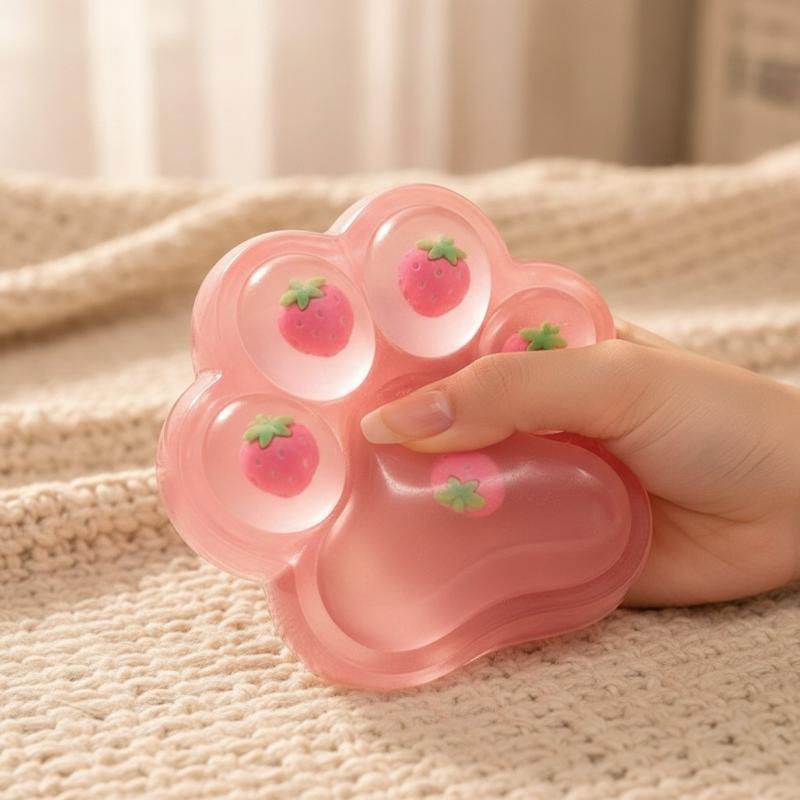 Soft Stress Balls Slow Rising Cat Paw Fruit Designs Fidget Sensory Toy For Kid Strawberry Cat Claw Creative Pinch Fun