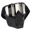 Skull Goggles Mask PC Sponge Detachable Adjustable Motorcycle Protective Mask For Off Road Riding Hiking Black Frame Silver Goggles Lens