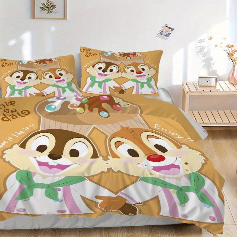 

3pcs Chip & Dale Stuffed Animal Cute Cartoon Character Print Cover Set Ultra Soft, Breathable, and Comfortable Bedding with Stylish Design for Be 135x200cm