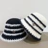 Plush Knitted Striped Bucket Hat Women's Autumn and Winter Wool Bucket Hat