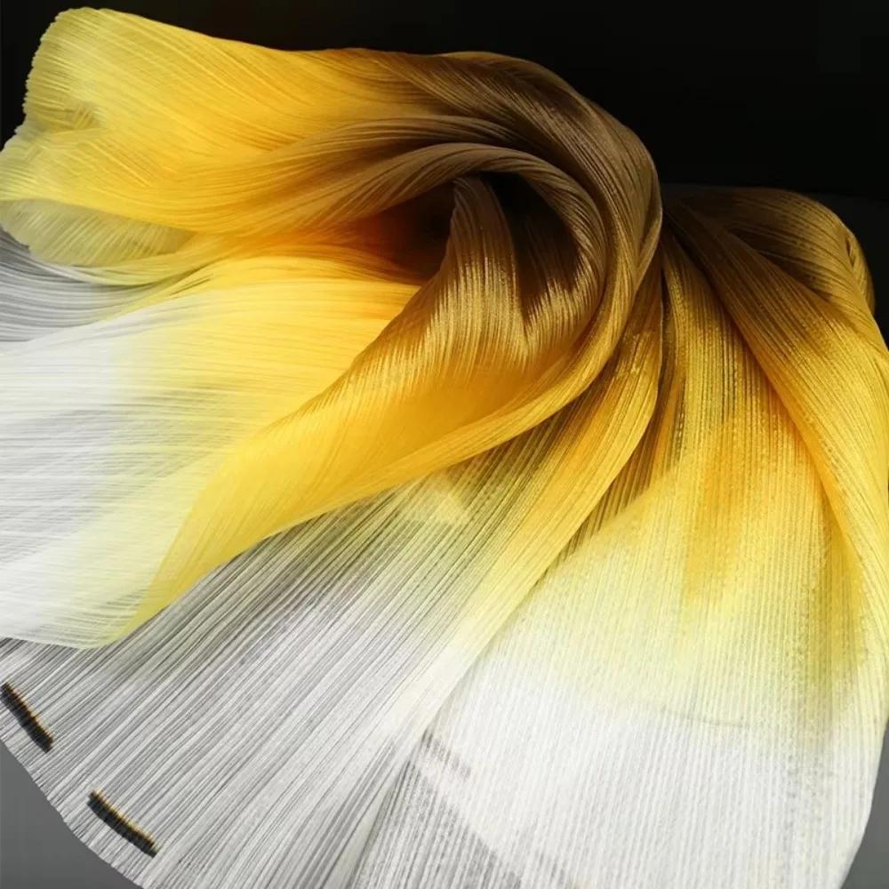 2025 Gradient Color Pleated Texture Fabric DIY Bright Organza Mesh Fabric Handmade Designer Fabric Wedding Background