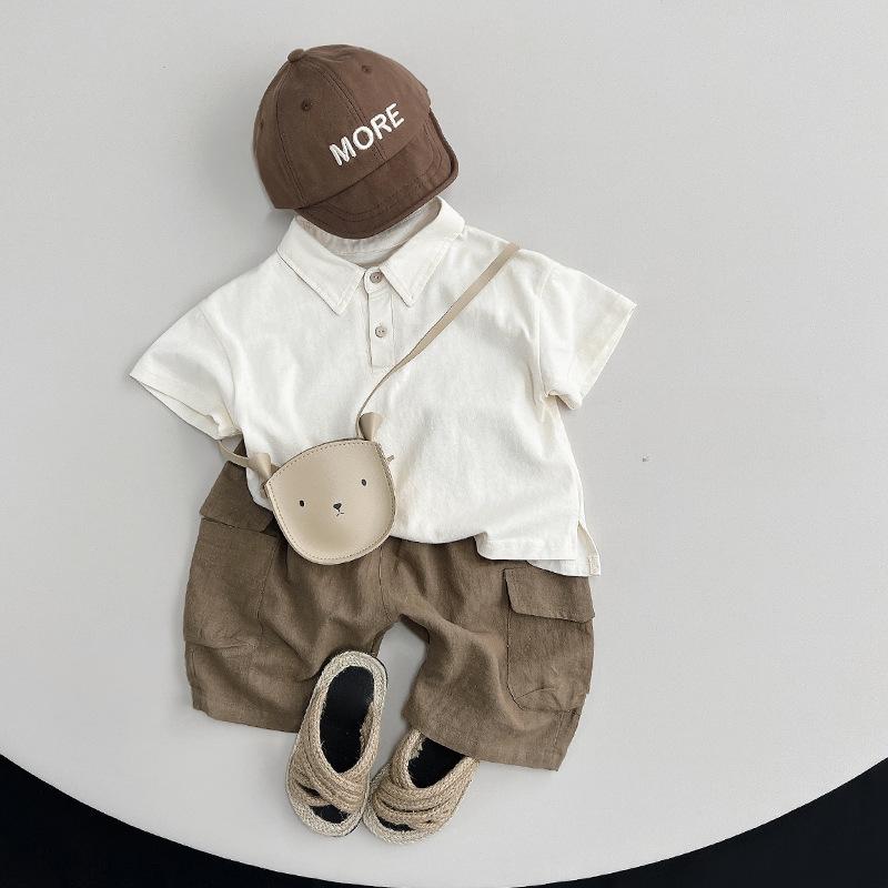 Children's Short Sleeved T-shirt Boys' Polo Shirt Summer Girls' Korean Versatile and Personalized Top Minimalist Style