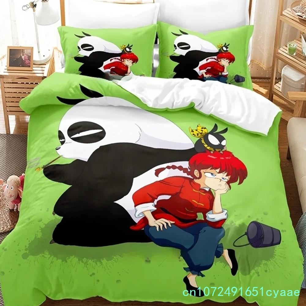 Ranma 1/2 Bedding Set Single Twin Full Queen King Size Bed Set Adult Boys Bedroom Duvetcover Sets 3D Print Anime Bed Sheet Set