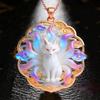 Nine Tailed Fox Enamel Pendant Necklace Chinese Style Vintage  Design Jewelry for Women Banquet Wear Accessory