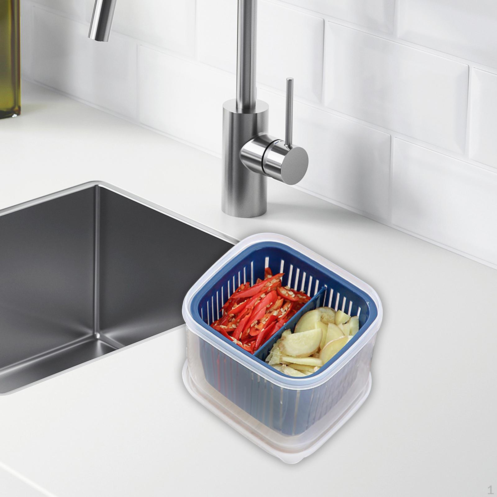 

Органайзер для холодильника, сливная корзина, разделенный контейнер для фруктов, морозильная камера для хранения продуктов синий