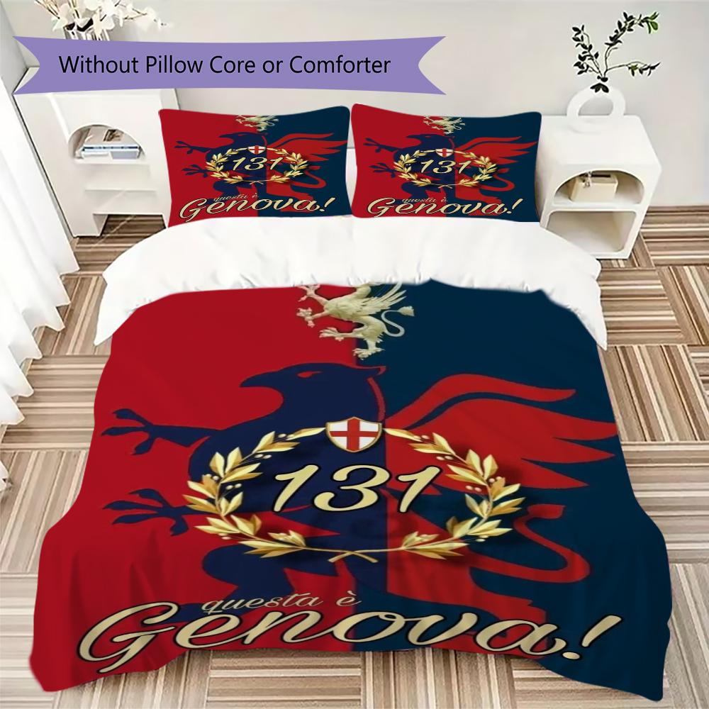 Genoa CFC Pattern Bedding,Quilt Set Quilt Cover Pillowcase Home Birthday Gift(1 * Duvet Cover + 2 * Pillowcase, Without Core)_lx