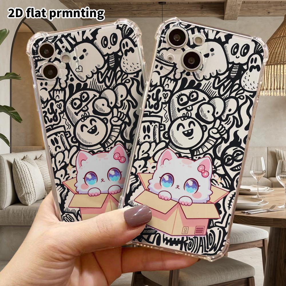 Phone Case: 2D Flat Suitable for iPhone 18 17 16 15 14 13 Pro, Transparent Four Corner Protective Case, Blue Eyes, Christmas and Halloween Gifts