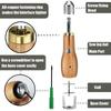 Leather Sewing Kit DIY Leather Sewing Awl Needle with Copper Handle Set Leather Canvas Tent Shoes Repairing Tool Nylon Thread