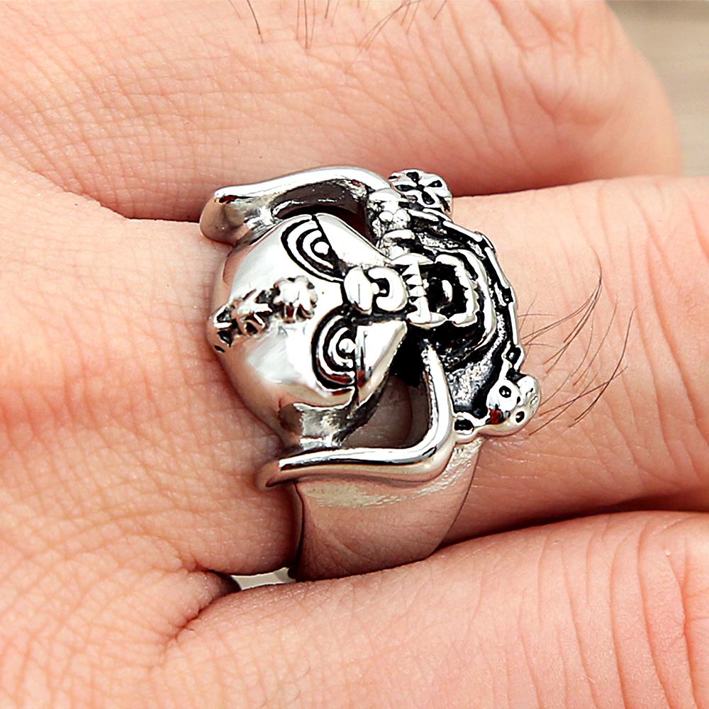 Vintage Ethnic Style Skull Biker Rings Mens Stainless Steel Rock Punk Gothic Skull Ring Fashion Party Jewelry Gifts Dropshipping