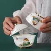Jiangnan Woman Ceramic Travel Tea Set (One Pot, Three Cups)