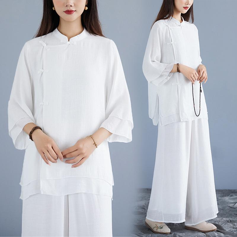 

Spring Retro Cotton Linen Zen Meditation & Tai Chi Attire - Yoga & Tea Clothing Set 2XL