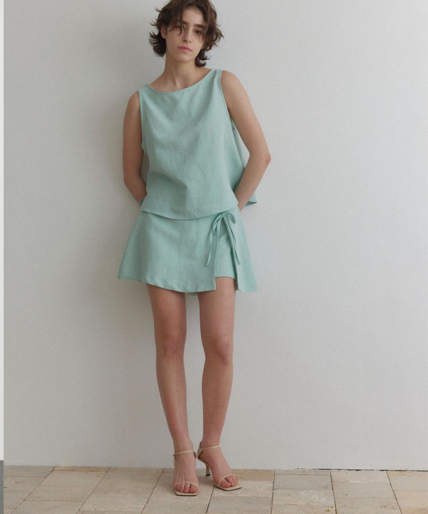 Okuka Linen Skirt Shorts - Mint
