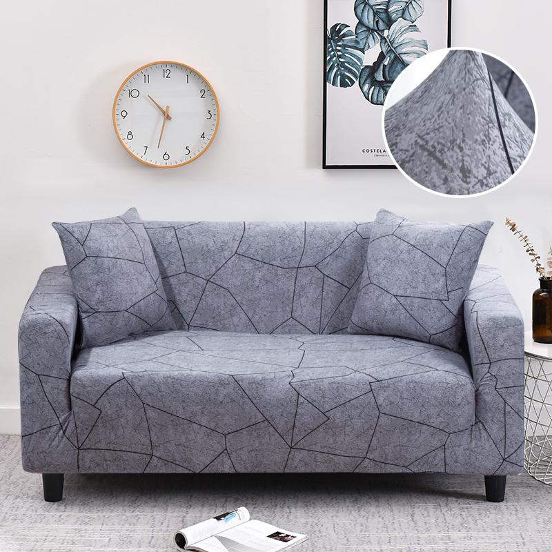 Stretch Sofa Cover Geometry  For Living Room Furniture Protector Couch Cover With Elastic Bottom Sofa Slipcovers For Pets, Kids