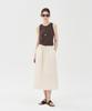 Pin Black Drawstring Elastic Skirt Ivory