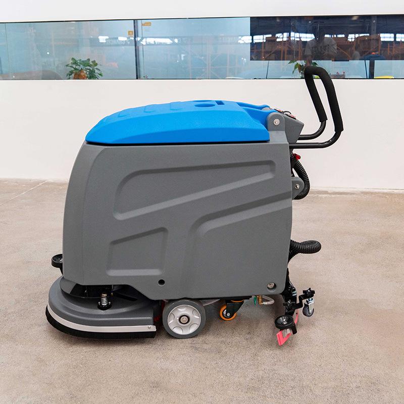 X2 Manual Floor Scrubber: Commercial Cleaning Machine for Factories, Workshops, Malls, Garages, and Property Management.
