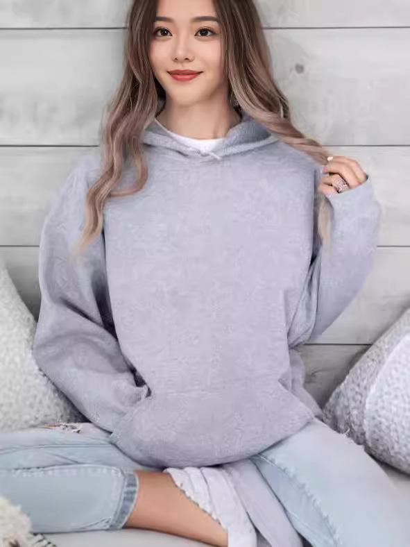 2024 European Autumn/Winter Women's Hooded Loose Long Sleeve Sweatshirt