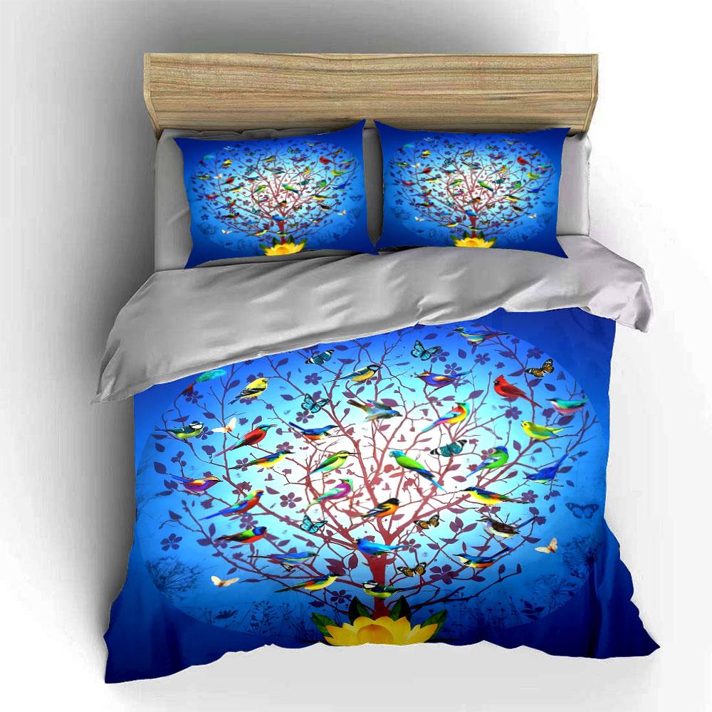 Colorful Birds Nature Decor Set Soft Comfortable Duvet Cover Bedding Set Included 1*Duvet Cover & 2*Pillowcases, Gift