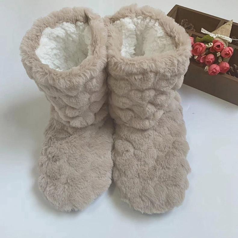 Winter Couples Anti-Slip Thick Fleece-Lined High Sock Booties for Indoor Dance and Parenting Activities Adult Non-Skid Floor Socks
