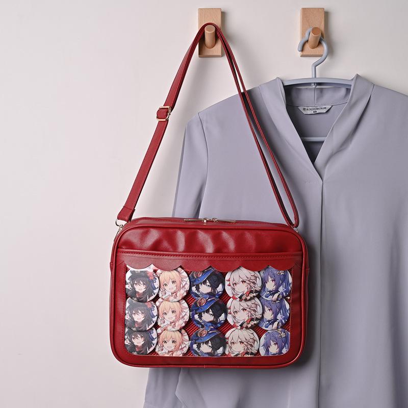 Bag female transparent pain bag Japanese girl jk handbag student contrasting color one shoulder messenger bag fresh girl style