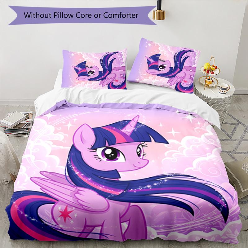 Twilight Sparkle 3pcs Bedding Set Duvet Cover Closure Includes 1 Duvet Cover & 2 Pillowcases for All Seasons Bedroom Home Dorm Decor