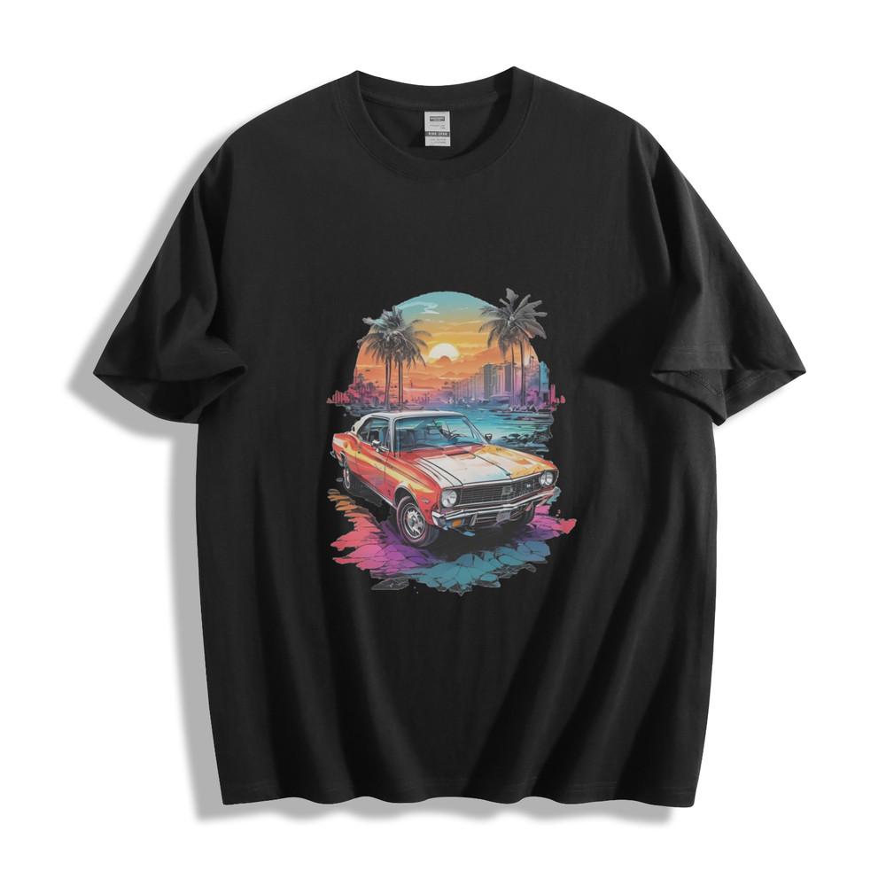 Neon Miami Muscle Car T-Shirt - Vibrant Retro Vibes Unisex Tee