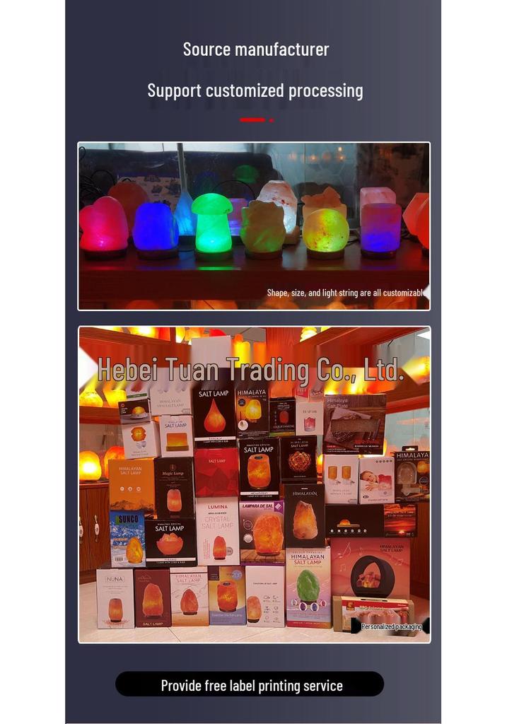 USB Himalayan Crystal Salt Lamp with LED Color-Changing Function for Computer Use