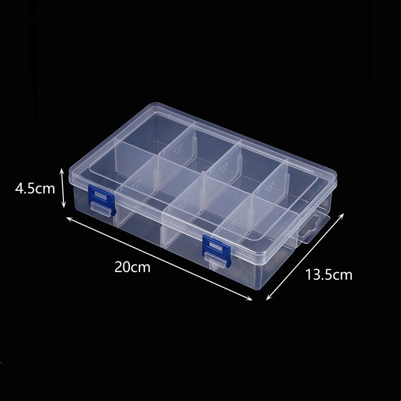 Large 8-Grid Transparent Removable Double Buckle Storage Hardware Tools Jewelry Parts Rubber Band Accessories Cosmetics Storage Box