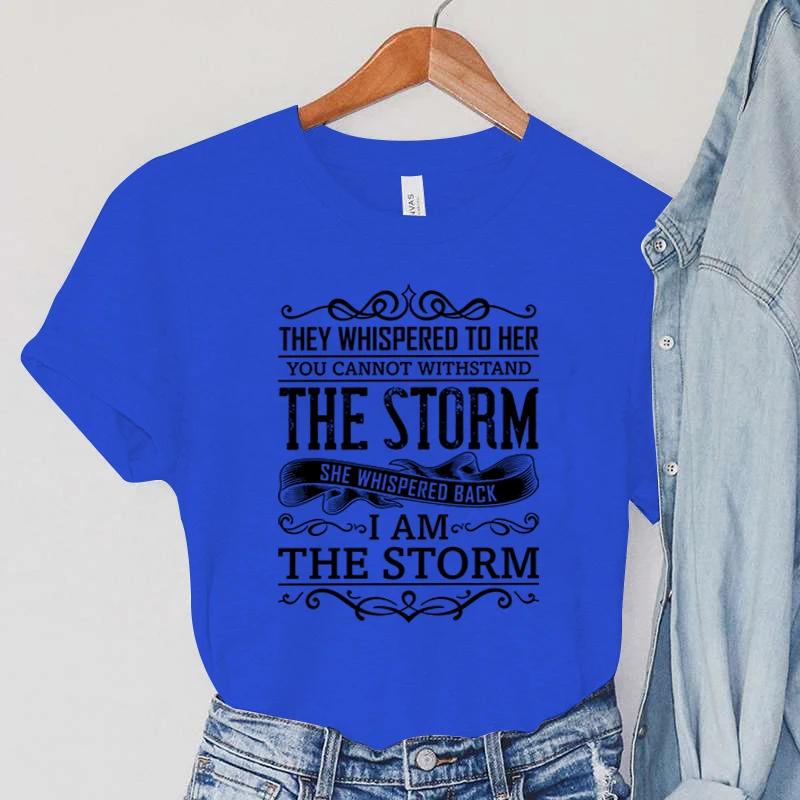 Jestem Burzą Koszulki Graficzne Damskie Vintage Topy Burza Szepnęła W Odpowiedzi Koszulki z Nadrukiem Letnie Harajuku Ubrania Damskie