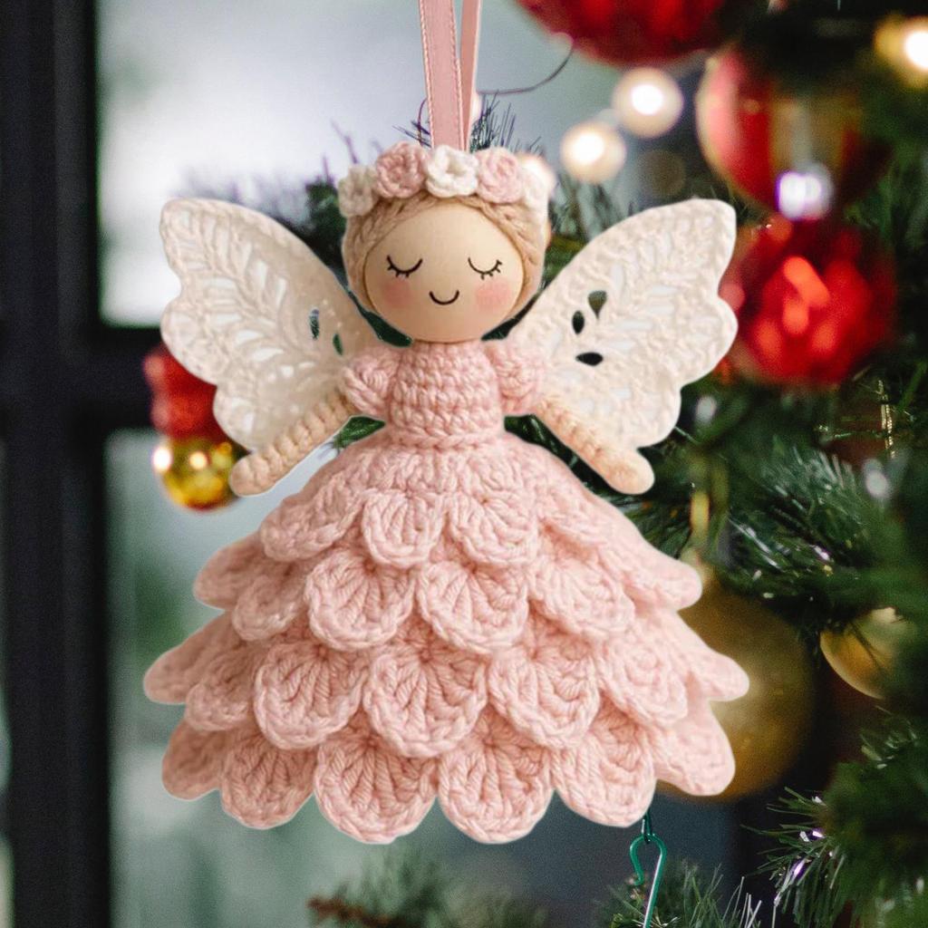 Kit Uncinetto Angelo Decorazione con Istruzioni Decorazione Festiva Kit Uncinetto per Principianti per Donne Adolescenti Bambini Amanti dell'Artigianato Casa