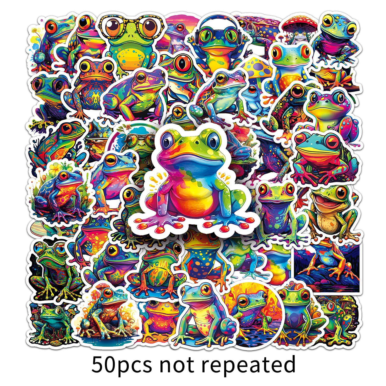 

50PCS Colorful Frog Stickers - Trendy, Playful Waterproof Animal Stickers for Cups and Journals