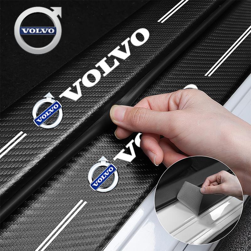 For Volvo 5Pcs Car Logo Threshold Stickers Door Sill Protector Anti Scratch For Volvo XC90 V90 V60 XC60 V40 S80 S60 S90 C40 XC40