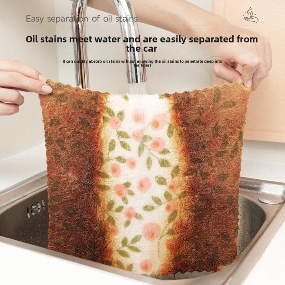 30/1 Pack Purple Pink Floral Kitchen Cloths, Thick Large Oil-proof Water Absorbent Dish Towels Household Cleaning Wipes
