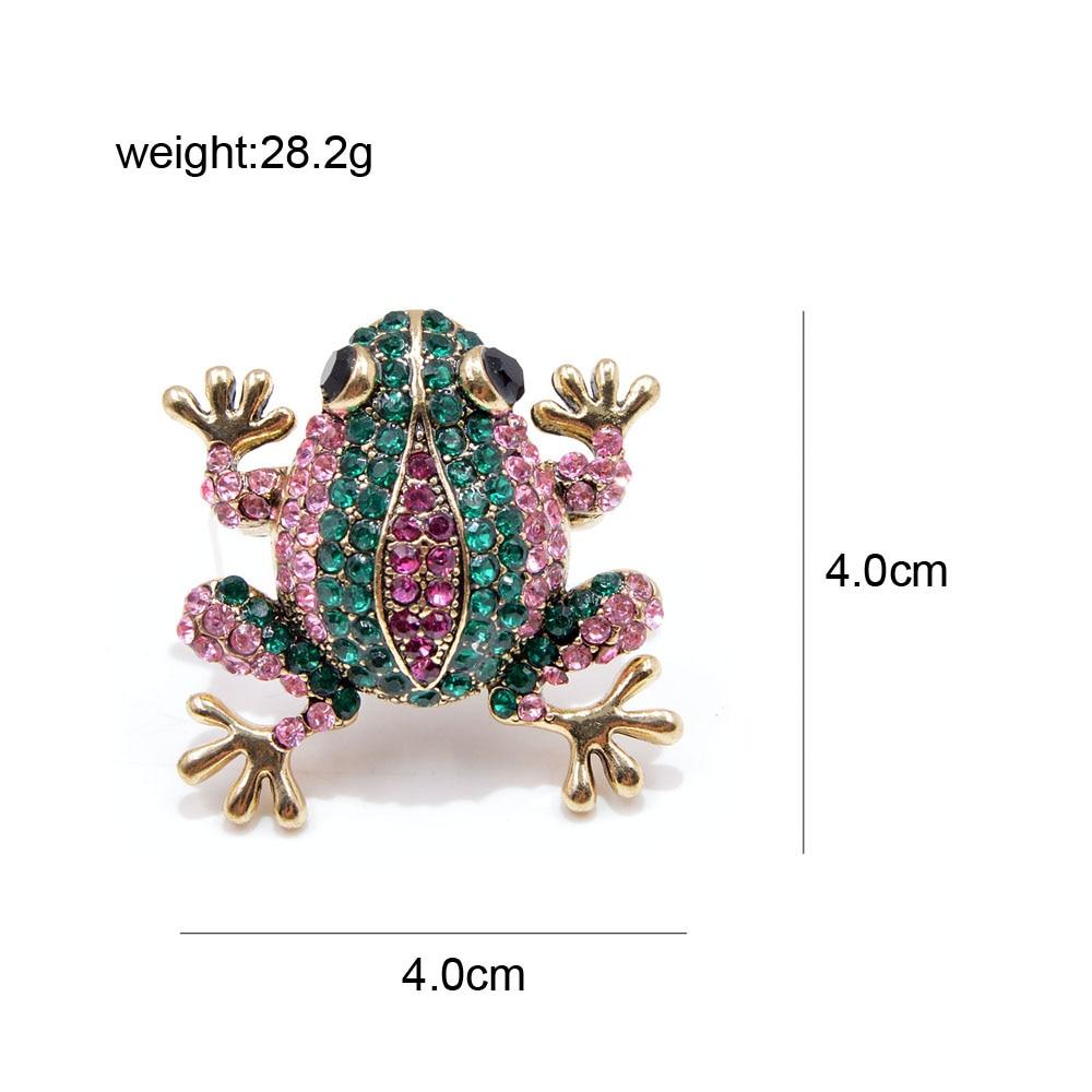 Blucome 3 Colors Choose Rhinestone Frog Brooches for Women Vintage Fashion Animal Pin Cute Vivid Carton Style Jewelry