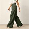 Women Wide Leg Trousers High Waist Pleated Loose Fit Pants with Pockets Button and Zip Closure for Office Casual Wear