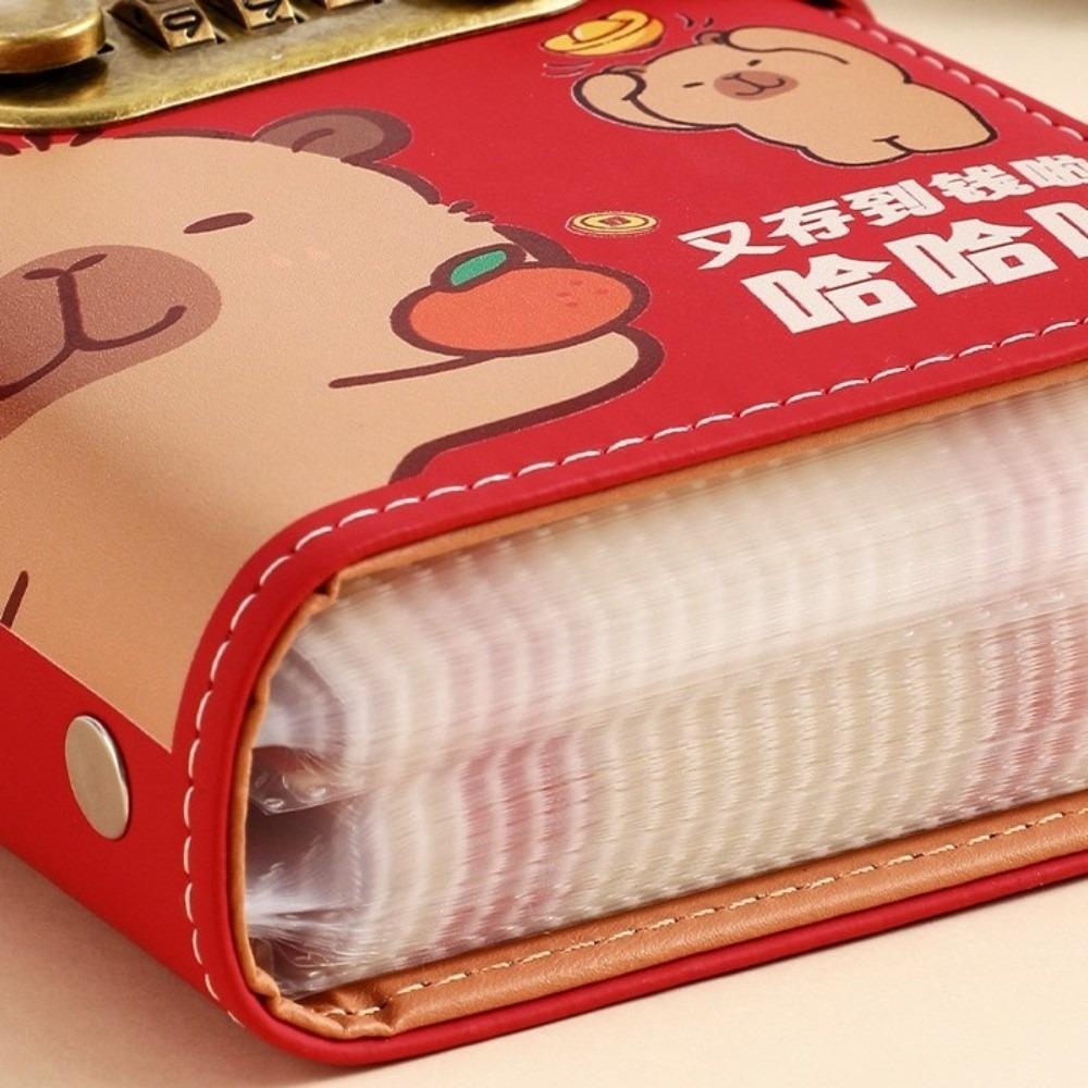 PU Kůže Šetřící Peníze Desky Kreslená Kapybara Plánovač Organizér Rozpočtový Desky se Zámkem Rodina