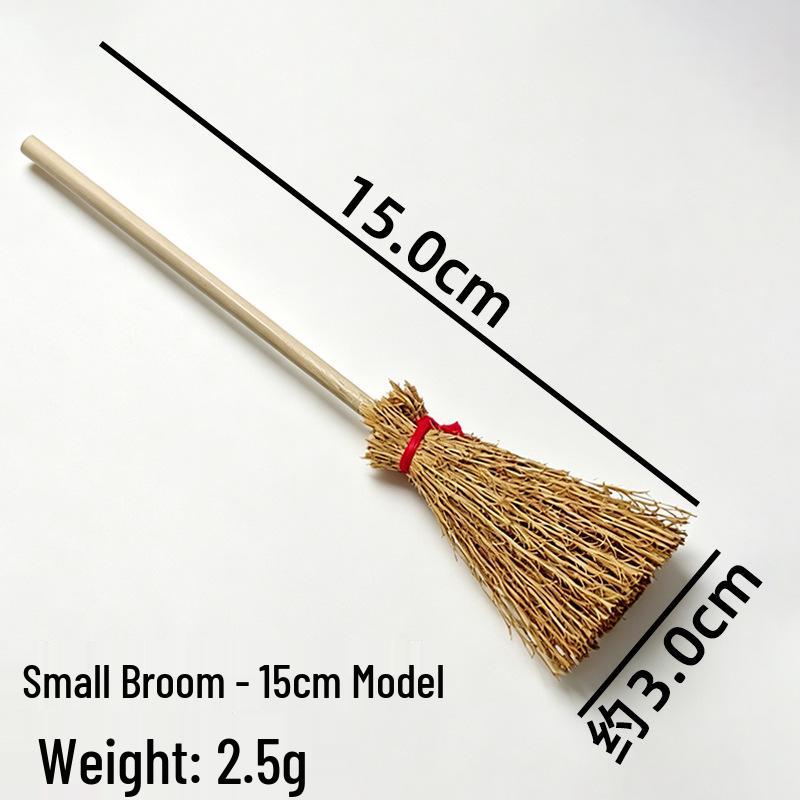 Handmade Mini Broom Halloween Party Decoration for Dollhouse Scenes