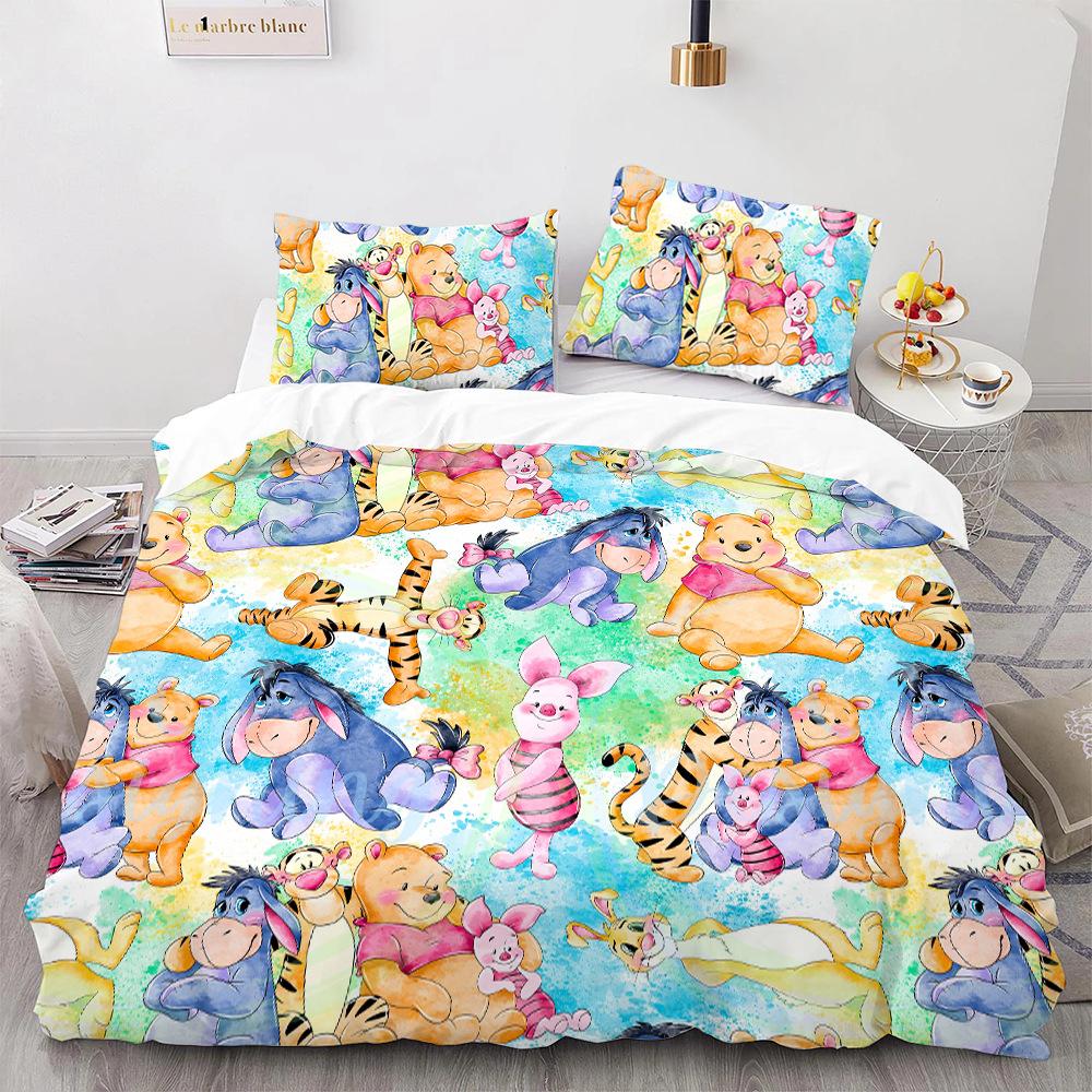 

Winnie the Pooh Bedding Sets Cute Bear Comforter Cover Bed Cover Duvet Cover Pillow Case 2-3 Pieces Sets Bedroom Decoration EU Single 135x200cm