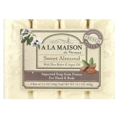 Hand & Body Bar Soap, Sweet Almond, 4 Count, 3.5 Oz Each