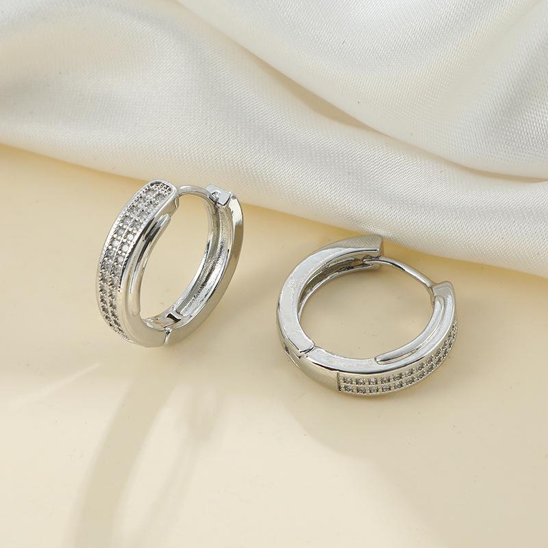 Huazi Style Zircon Stud Earrings for Women - Gold-Plated, Non-Fading Luxury Jewelry