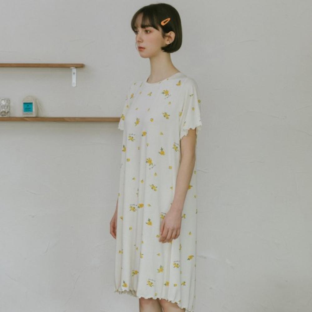 Frenchiel Micro Modal Lemon Rose Dress Cream  Fwed302s 