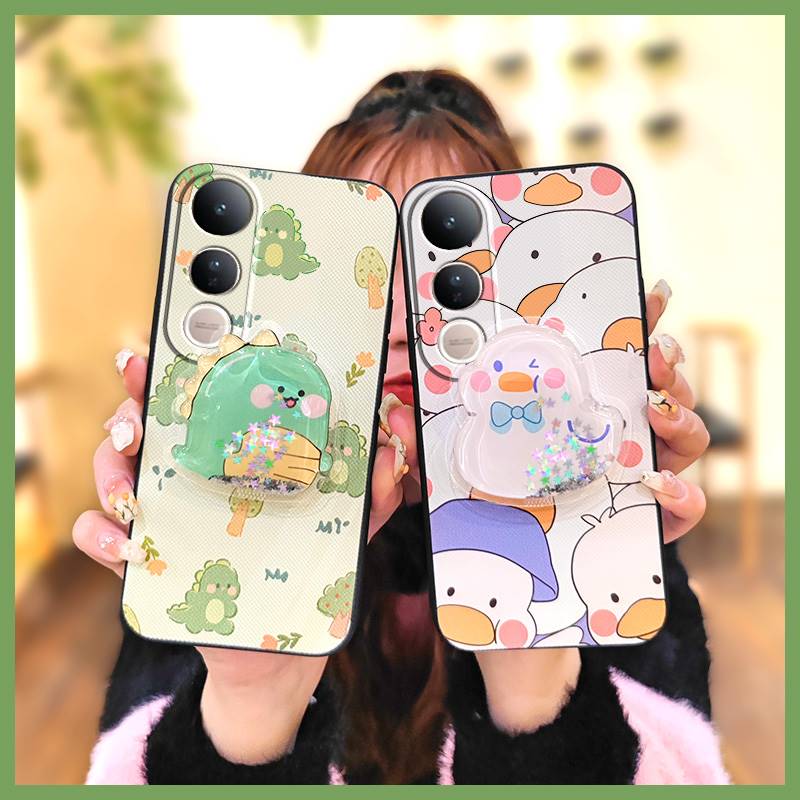 Fashion Design Dirt-resistant Phone Case For VIVO V50 Lite 5G Global Rotatable stand Quicksand Waterproof Cartoon TPU