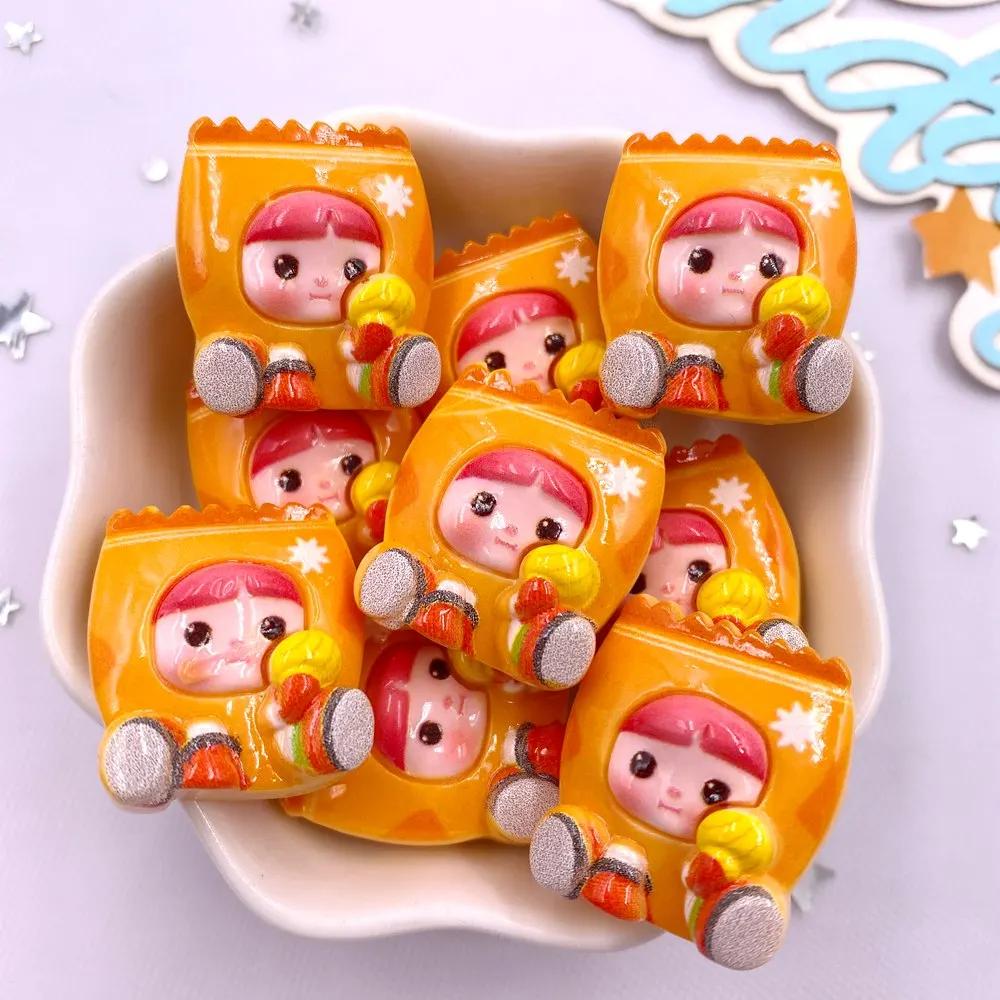 10PCS Resin Colorful Cartoon Milk Trash Can Vegetable Bag Flat Back Stone Figurines Scrapbook DIY Bow Decor Accessories