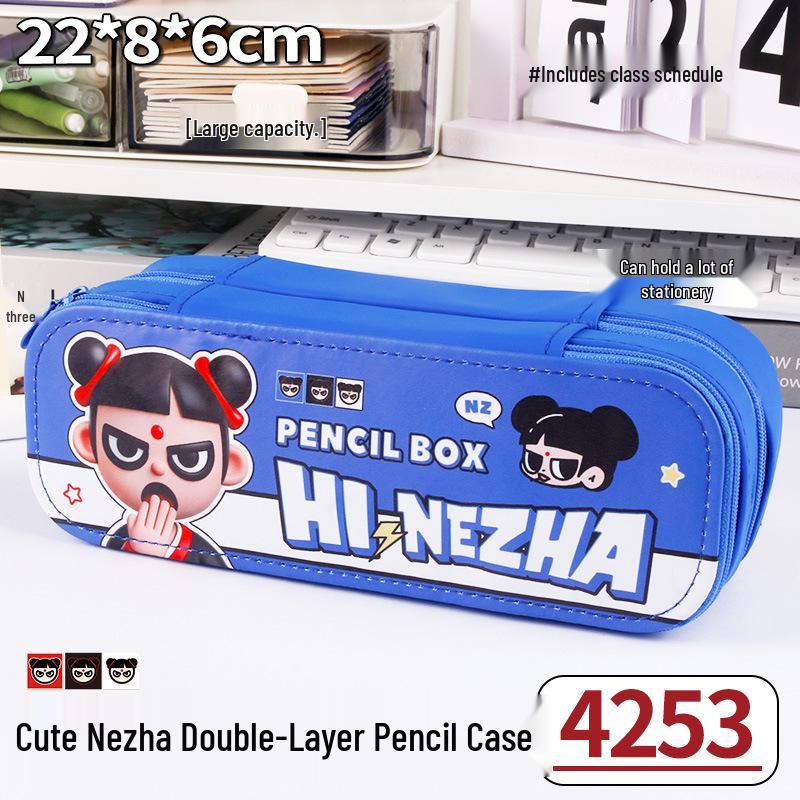 NEZE Ao Bing Double-Layer Large Capacity Waterproof Pencil Case for Boys & Girls Double-Layer Storage синий