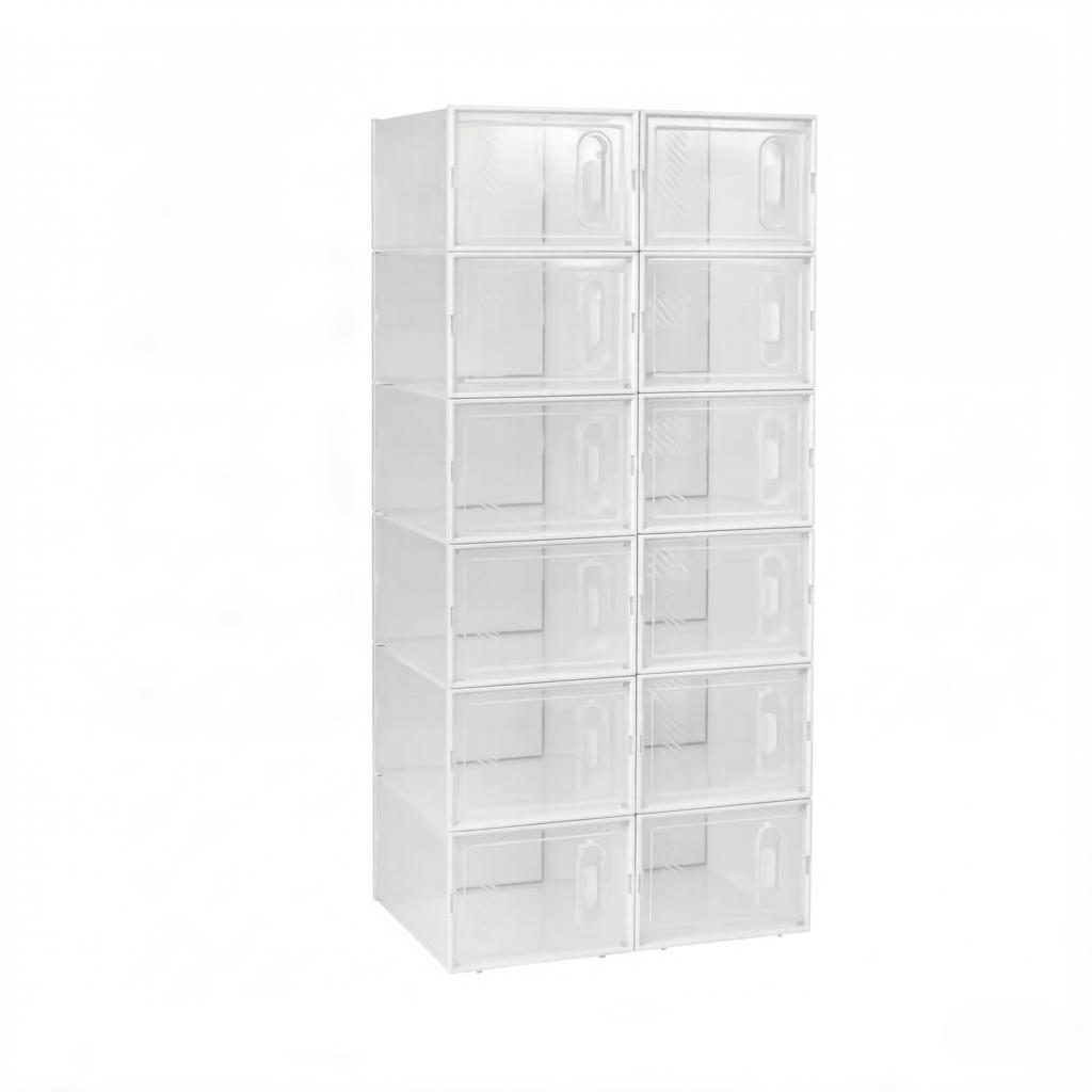Chic Bookshelf,Stackable Shoe Storage Box,Storage Box,Modular Shoe Rack,Toy Organizer,Wardrobe,Bathroom Cabinet(only with 12Pcs storage box)