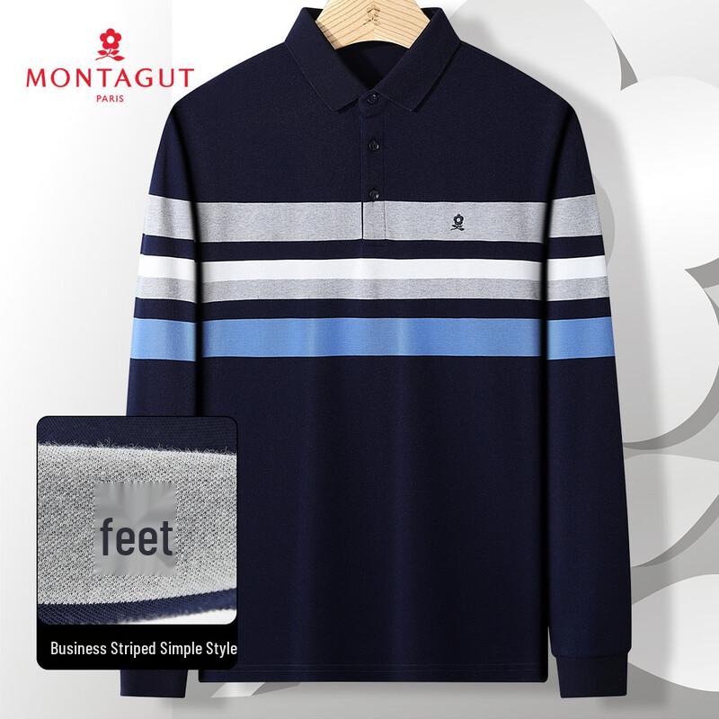 Мужская поло с длинным рукавом в полоску с вышивкой MONTAGUT 48