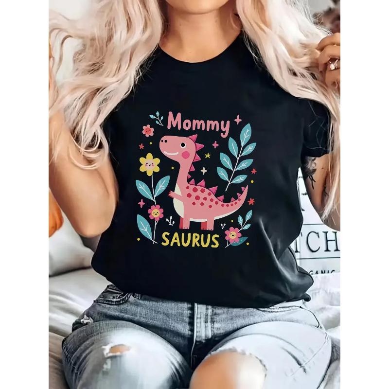 Women's Creative Print Tee Casual Short Sleeve Crew Neck Versatile All Season Top